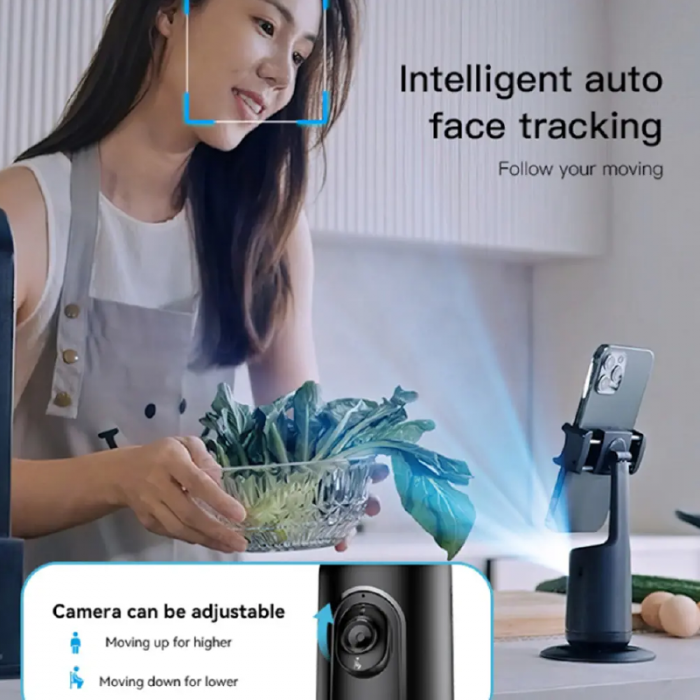 Trepied Inteligent Pentru Telefon cu Urmarire Automata a Fetei Premium SUPER TRENDS® – Rotire 360°, Urmarire AI a Fetei si Corpului, Compatibilitate Universala cu iOS si Android, Port USB, Design Eleg [7]