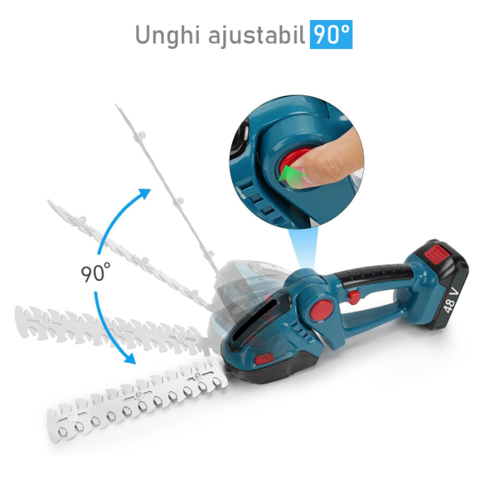 Trimmer de Tuns Gard Viu si Gazon SUPER TRENDS®, Fara Fir, 2 Acumulatori de 48V, Albastru [9]