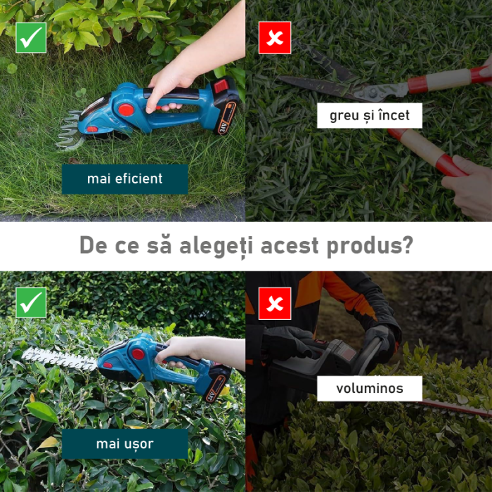 Trimmer de Tuns Gard Viu si Gazon SUPER TRENDS®, Fara Fir, 2 Acumulatori de 48V, Albastru [13]