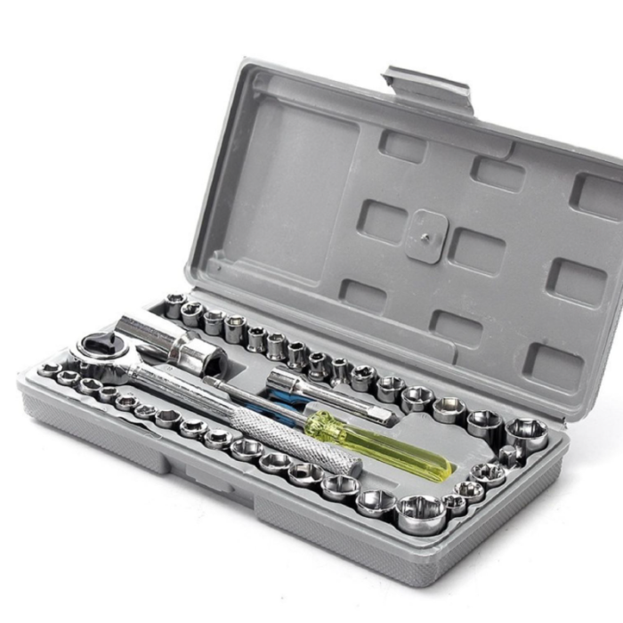 Trusa Chei Tubulare 40 Piese Super Trends®, Include Adaptori si Clichet, Argintiu [10]