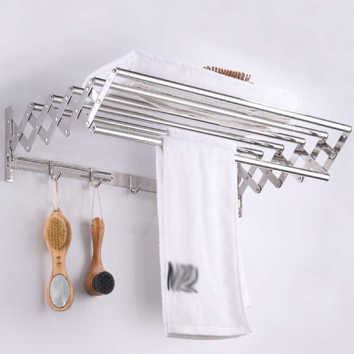 Uscator de Rufe Pliabil Din Aluminiu Premium SUPER TRENDS®, 5 Bare de Uscare, Latime bara 70 cm, Capacitate Uscare 6 m, Argintiu [2]