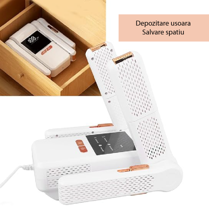 Uscator Electric Dublu pentru Incaltaminte SUPER TRENDS® – Aer Cald 360°, Sterilizare UVC, Timer si Termostat Inteligent, Oprire Automata, Putere 200W, Uscare Dubla 2 perechi, Pentru Pantofi, Ghete, A [6]