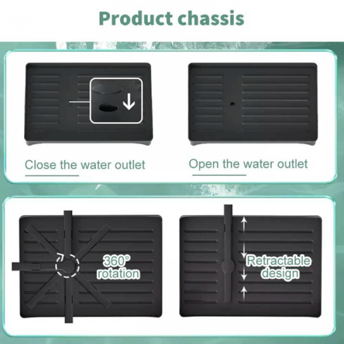Uscator Pentru Vase cu 2 Nivele Premium SUPER TRENDS® Pentru Chiuveta, Cu Tavita de Scurgere, Suport Tacamuri si Suport Farfurii, Negru, 42 x 30 x 29 cm [8]