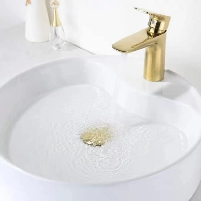 Ventil Chiuveta cu Gaura de Preaplin SUPER TRENDS®, Dop cu Arc Detasabil, Din Alama, Crom Auriu [4]