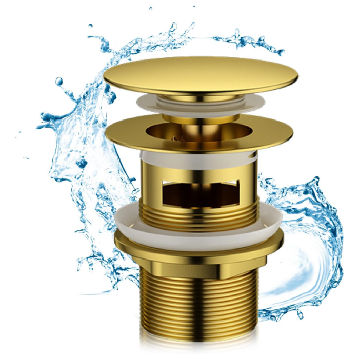 Ventil Chiuveta cu Gaura de Preaplin SUPER TRENDS®, Dop cu Arc Detasabil, Din Alama, Crom Auriu [8]