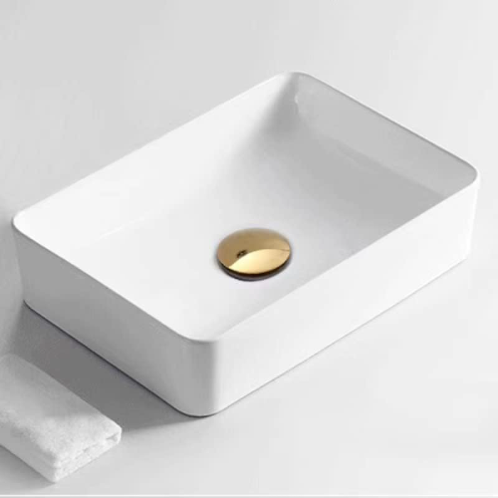 Ventil Chiuveta cu Gaura de Preaplin SUPER TRENDS®, Dop cu Arc Detasabil, Din Alama, Crom Auriu [5]