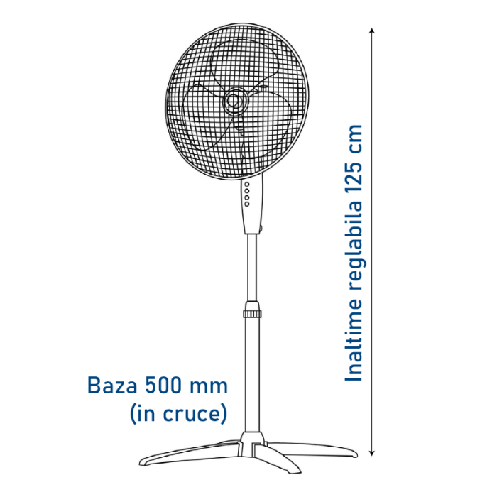 Ventilator cu Picior SUPER TRENDS®, Diametru 40 cm, 3 Trepte de Viteza, 40W, Alb – Albastru [5]