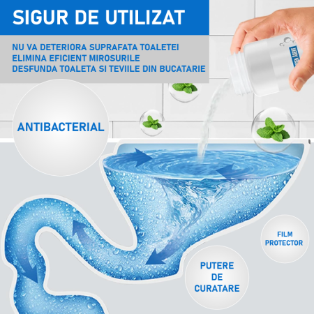 Agent de Curatare cu Oxigen SUPER TRENDS® Pentru Fosa Septica, Toaleta, Chiuveta si Tevi, uz Casnic, Pudra, 250 ml [4]