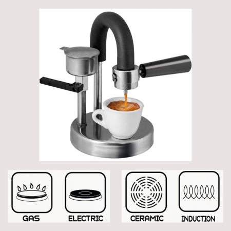 Aparat de Cafea Portabil Manual Premium SUPER TRENDS®, Din Otel Inoxidabil, Espressor Pentru Acasa, Birou, Picnic, Gri [3]