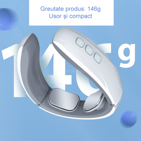 Aparat de Masaj Pentru Gat Premium SUPER TRENDS®, 6 Moduri de Masaj, Incarcabil, Portabil, USB, Alb [1]