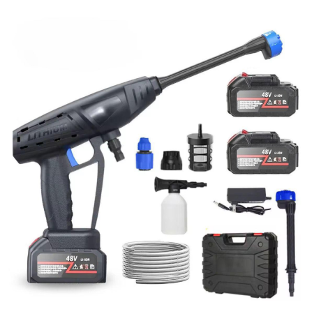 Scule & Unelte Bricolaj - Aparat de Spalat cu Presiune SUPER TRENDS®, 2 Acumulatori 48V, Duza 6 in 1, 300W, 435 PSI, Negru | Albastru