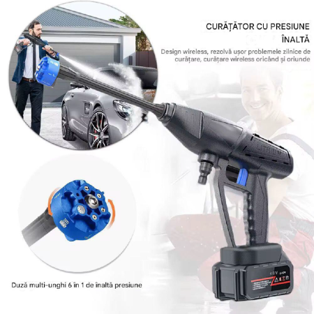 Aparat de Spalat cu Presiune SUPER TRENDS®, 2 Acumulatori 48V, Duza 6 in 1, 300W, 435 PSI, Negru | Albastru [9]