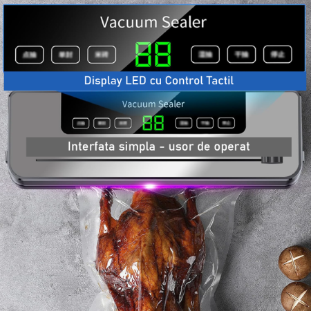 Aparat de Vidat Rapid si Compact cu 5 Moduri de Sigilare SUPER TRENDS®, Afisaj Inteligent, 10 Pungi Pentru Vidat Incluse, Cutter Incorporat, Gri [2]