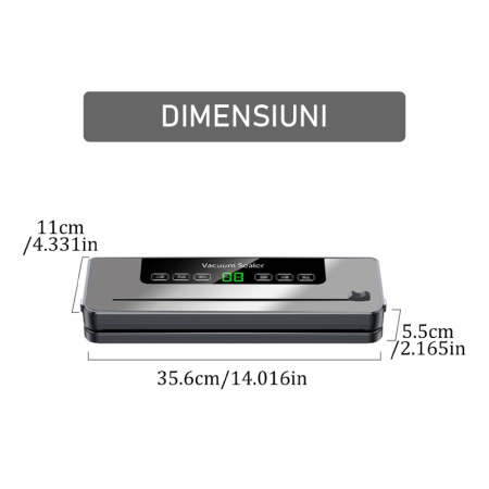 Aparat de Vidat Rapid si Compact cu 5 Moduri de Sigilare SUPER TRENDS®, Afisaj Inteligent, 10 Pungi Pentru Vidat Incluse, Cutter Incorporat, Gri [9]