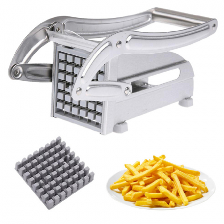 Aparat Pentru Taiat Cartofi Pai SUPER TRENDS®, Profesional, 2 Site de Feliat, Din Otel Inoxidabil, Picioruse de Sprijin Din Silicon Anti-Derapante, 26x9x12cm [1]