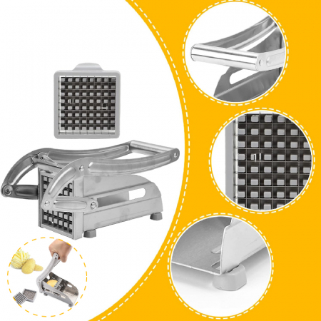 Aparat Pentru Taiat Cartofi Pai SUPER TRENDS®, Profesional, 2 Site de Feliat, Din Otel Inoxidabil, Picioruse de Sprijin Din Silicon Anti-Derapante, 26x9x12cm [2]