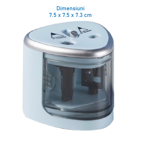 Ascutitoare Electrica Pentru Creioane SUPER TRENDS®, cu Doua Orificii de 6–8 mm si 9–12 mm, Oprire Automata, Albastru [6]