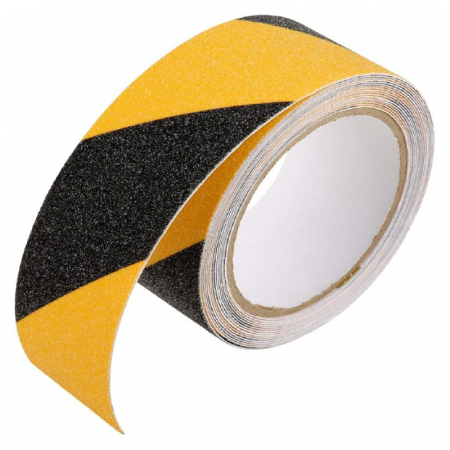 Produse - Banda Antiderapanta Premium SUPER TRENDS®, pentru Scari si Trepte de Exterior si Interior, Autoadeziva, cu Aplicare pe Gresie, Ciment, Parchet, Metal si Lemn, Rezistenta la Apa, 5 cm x 5 m, Galben-Neg