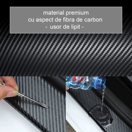 Banda Autoadeziva de Protectie Model Carbon Premium SUPER TRENDS®, Pentru Protejarea Pragurilor si Elementelor Din Masina, 7 cm x 3 m, Neagra [6]
