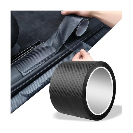 Banda Autoadeziva de Protectie Model Carbon Premium SUPER TRENDS®, Pentru Protejarea Pragurilor si Elementelor Din Masina, 7 cm x 3 m, Neagra [8]