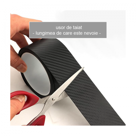 Banda Autoadeziva de Protectie Model Carbon Premium SUPER TRENDS®, Pentru Protejarea Pragurilor si Elementelor Din Masina, 7 cm x 3 m, Neagra [2]