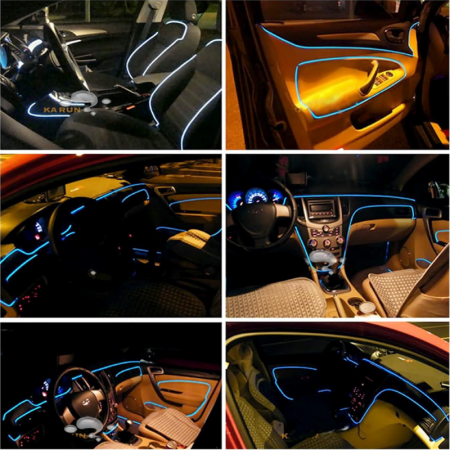 Banda LED Premium SUPER TRENDS®, cu Lumina Ambientala Pentru Autoturism Usi sau Bord, Cablu si Mufa Pentru Bricheta Auto 12 V, Lungime 5 M, Albastra [8]