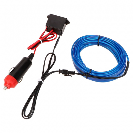 Auto - Banda LED Premium SUPER TRENDS®, cu Lumina Ambientala Pentru Autoturism Usi sau Bord, Cablu si Mufa Pentru Bricheta Auto 12 V, Lungime 5 M, Albastra