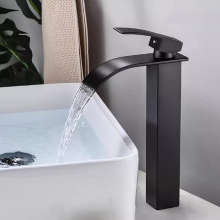 Casa & Gradina - Baterie Chiuveta Baie monocomanda finisaj negru, baterie baie din otel inoxidabil, inalta 30 cm, design modern minimalist, baterie chiuveta baie rezistenta la coroziune, montaj usor, utilizare zilnica, baterie baie negru mat