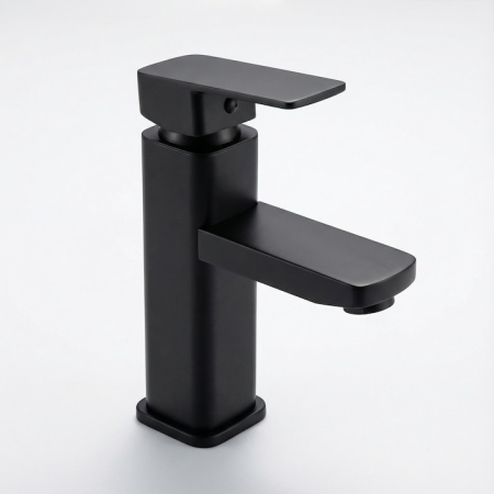 Baterie Chiuveta Baie Premium Class Din Otel Inoxidabil, Baterie Chiuveta Baie Cu Cartus Ceramic Si Finisaj Negru Mat, Racorduri Incluse, Design Monocomanda Pentru Lavoare Tip Bowl, Baterie Chiuveta Baie 17 Cm Inaltime, Burete Vileda Glitzi [8]