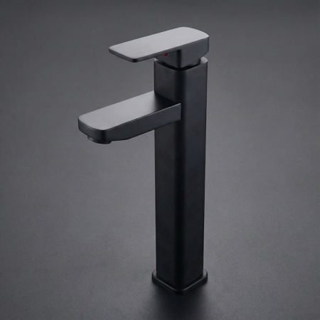 Baterie Chiuveta Baie Premium Class Din Otel Inoxidabil, Cadou Burete Vileda Glitzi, Baterie Chiuveta Baie Cu Cartus Ceramic Si Finisaj Negru Mat Rezistent, Racorduri Incluse, Design Monocomanda Pentru Lavoare Tip Bowl, Baterie 30 cm [10]