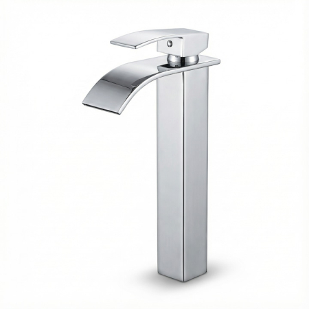 Baterie Chiuveta Baie SUPER TRENDS monocomanda tip cascada, otel inoxidabil, argintie, 30cm, racorduri incluse, burete Vileda Glitzi cadou [11]