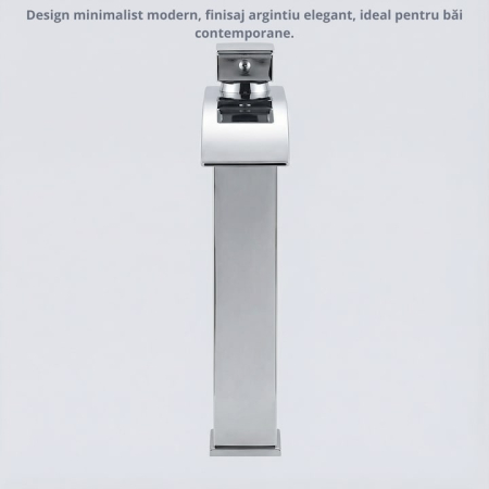 Baterie Chiuveta Baie SUPER TRENDS monocomanda tip cascada, otel inoxidabil, argintie, 30cm, racorduri incluse, burete Vileda Glitzi cadou [5]