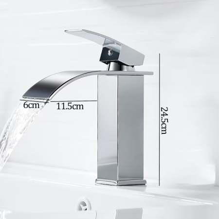 Baterie Chiuveta Baie SUPER TRENDS monocomanda tip cascada, otel inoxidabil, argintie, 30cm, racorduri incluse, burete Vileda Glitzi cadou [2]