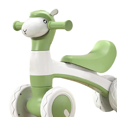 Bicicleta cu 4 Roti Pentru Copii SUPER TRENDS®, Pentru Mers si Echilibru, cu Far Colorat si Bule Colorate, 1-3 ani, Verde [3]