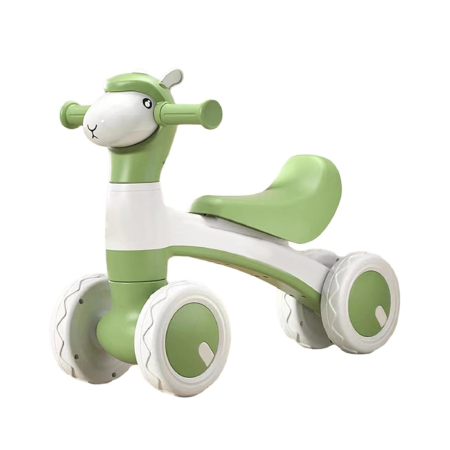 Articole Copii - Bicicleta cu 4 Roti Pentru Copii SUPER TRENDS®, Pentru Mers si Echilibru, cu Far Colorat si Bule Colorate, 1-3 ani, Verde