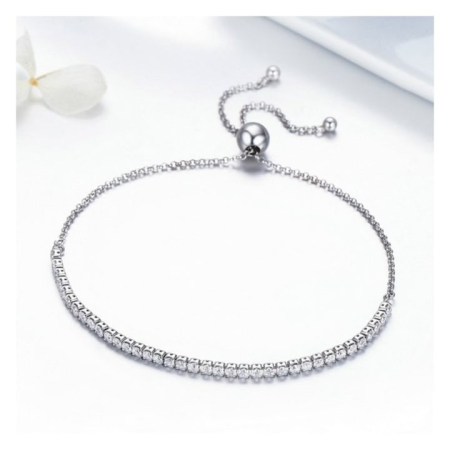 Bratara Tennis Din Argint 925 Super Trends® Cu Zirconii Clear, Bratara Eleganta Pentru Femei, Bratara Tennis Argint Cu Pietre Stralucitoare Tip Zirconiu, Bijuterie Premium Stil Sparkling Tennis, Bratara Argint Tennis Dama Reglabila, Cadou Luxos [5]