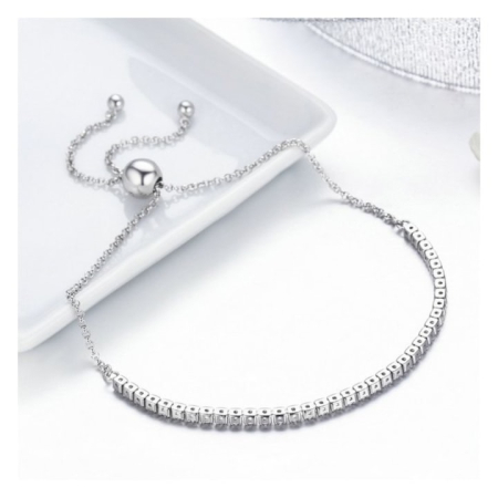 Bratara Tennis Din Argint 925 Super Trends® Cu Zirconii Clear, Bratara Eleganta Pentru Femei, Bratara Tennis Argint Cu Pietre Stralucitoare Tip Zirconiu, Bijuterie Premium Stil Sparkling Tennis, Bratara Argint Tennis Dama Reglabila, Cadou Luxos [4]