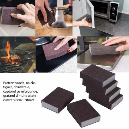 Burete Carborundum Nano Magic Premium SUPER TRENDS® pentru Curatare, Oale si Tigai, Antirugina, 1 Buc [2]