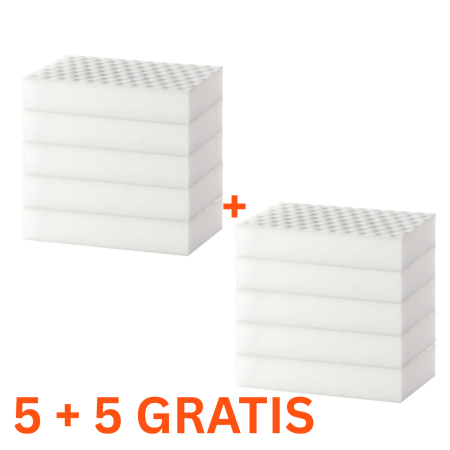 Produse - Burete Magic Dur Pentru Curatarea Suprafetelor Profesional SUPER TRENDS®, Set 10  Buc, de 2x Mai Puternic, Alb, 10x6x2 cm