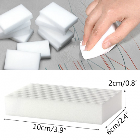 Burete Magic Dur Pentru Curatarea Suprafetelor Profesional SUPER TRENDS®, Set 10  Buc, de 2x Mai Puternic, Alb, 10x6x2 cm [6]
