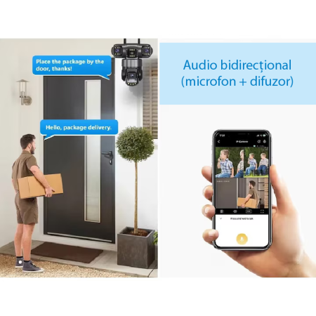 Camera de Supraveghere WiFi 12MP Tripla SUPER TRENDS®, 6K, PTZ, Zoom 10X, Vedere Nocturna Color, Audio Bidirectional [1]