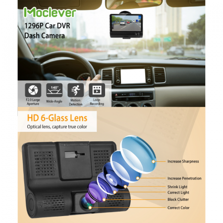 Camera DVR Auto Profesionala SUPER TRENDS®, FHD 1080P 170° Unghi Larg, Afisaj pe Ecran LCD, G-Sensor, WDR, Monitor de Parcare, Inregistrare in Bucla, Detectare Miscare, Neagra [3]