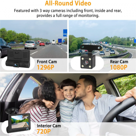 Camera DVR Auto Profesionala SUPER TRENDS®, FHD 1080P 170° Unghi Larg, Afisaj pe Ecran LCD, G-Sensor, WDR, Monitor de Parcare, Inregistrare in Bucla, Detectare Miscare, Neagra [9]