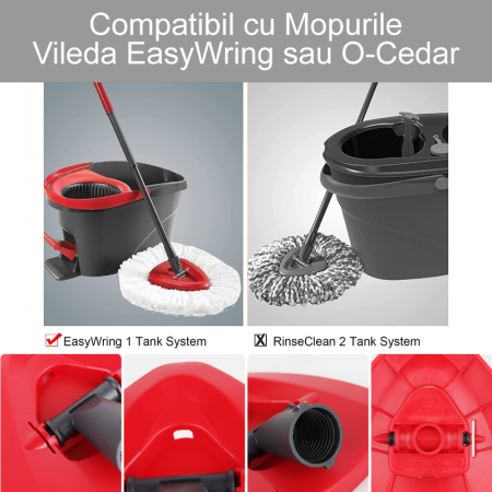 Cap de Rezerva Pentru Mop Rotativ Triunghiular Premium SUPER TRENDS®, Compatibil cu Mopurile Vileda EasyWring sau O-Cedar, Rosu [6]