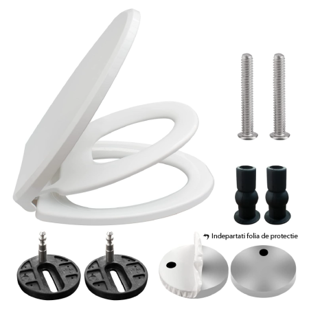 Capac Pentru Toaleta cu Reductie SUPER TRENDS®, 2 in 1, Potrivit Pentru Adulti si Copii, Reductor cu Prindere Magnetica, Inchidere Lenta, Oval, Alb [1]