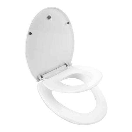 Casa & Gradina - Capac Pentru Toaleta cu Reductie SUPER TRENDS®, 2 in 1, Potrivit Pentru Adulti si Copii, Reductor cu Prindere Magnetica, Inchidere Lenta, Oval, Alb