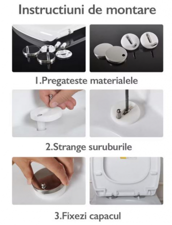 Capac WC 2 in 1 Cu Reductie Pentru Copii si Adulti SUPER TRENDS®, Inchidere Lenta, Plastic Durabil, Alb [5]