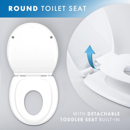 Produse - Capac WC 2 in 1 Cu Reductie Pentru Copii si Adulti SUPER TRENDS®, Inchidere Lenta, Plastic Durabil, Alb