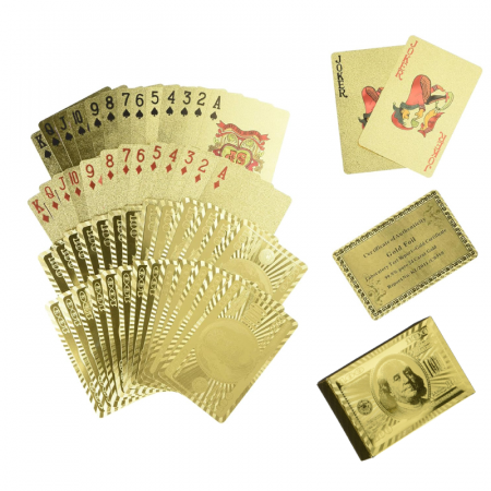 Articole Copii - Carti de Joc Premium SUPER TRENDS®, Poker, Foita de Aur de 24K, Certificat de Autenticitate, 5.7 cm x 8.7 cm