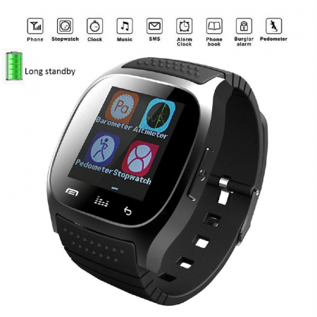 Ceas Smart Premium SUPER TRENDS®, Bluetooth, Rezistent la Apa, Apeluri, Muzica, Pedometru, Fitness Tracker, Negru [1]